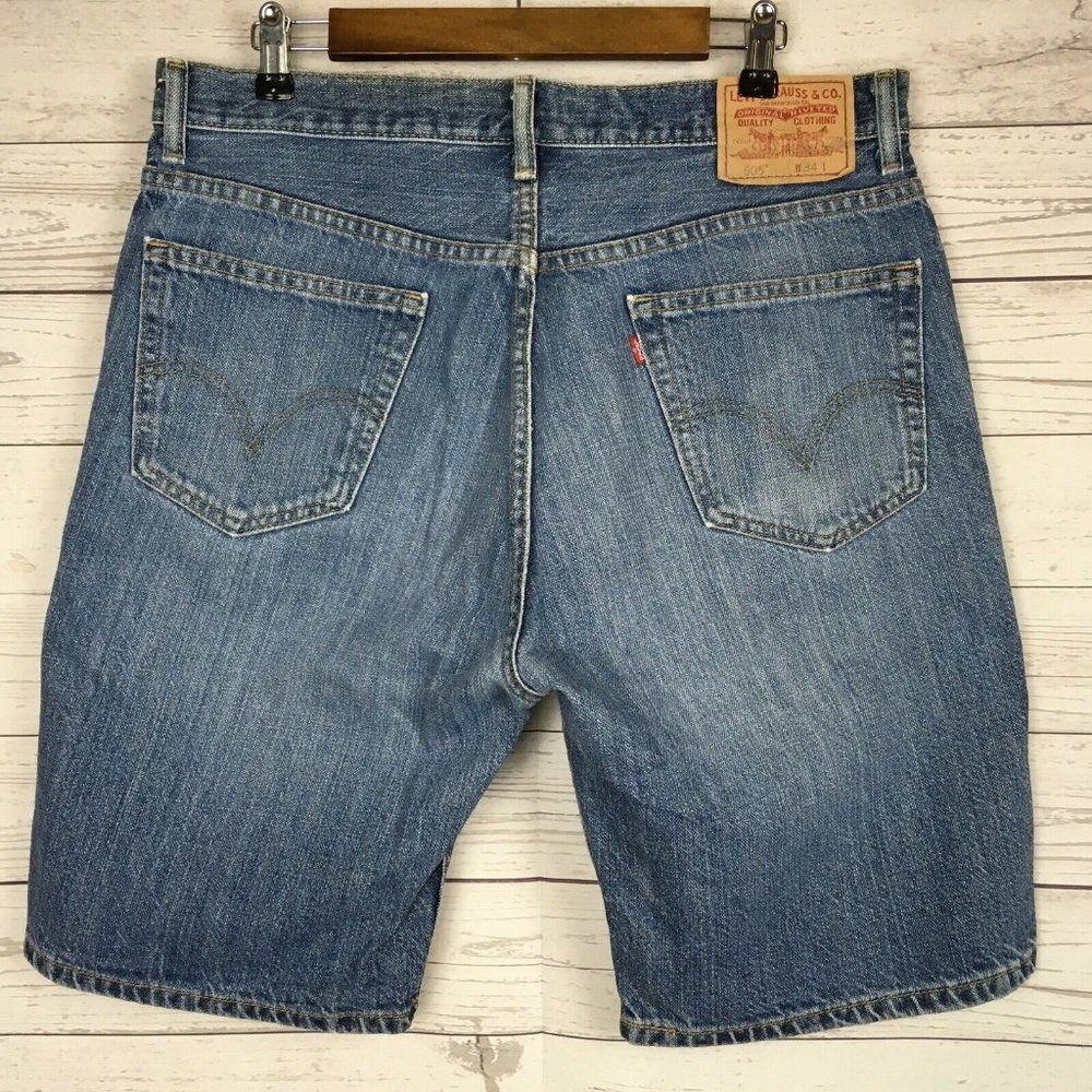 Levis Mens‎ 505 Regular Fit Denim Jean Shorts sz 34 Blue Summer Casual